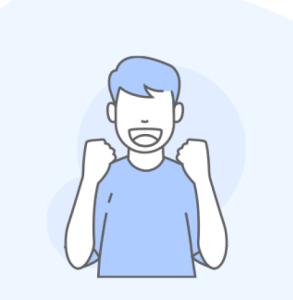 Ilustração de pessoa sorrindo e comemorando